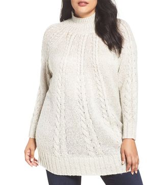 Caslon + Plus Size Women's Caslon Cable Knit Tunic Sweater