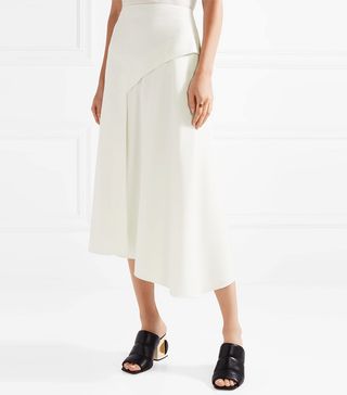 Tibi + Asymmetric Twill Midi Skirt
