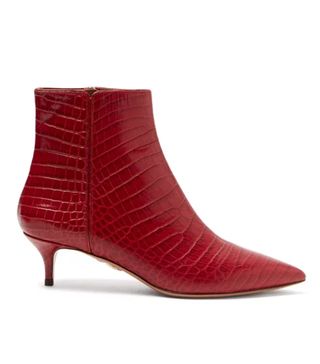 Aquazzura + Editor 45 Crocodile-Effect Leather Ankle Boots