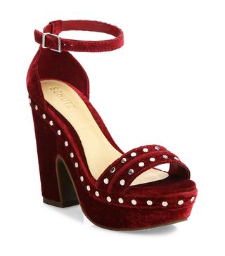 Schutz + Torah Studded Velvet Platform Sandals