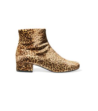 Saint Laurent + Babies Leopard-Print Velvet Ankle Boots