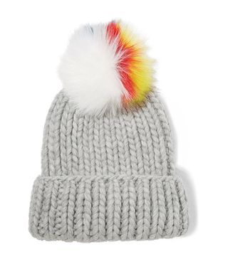 Euginia Kim + Rain Faux Fur-Trimmed Cable-Knit Wool Beanie