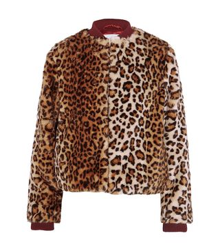 Ganni + Ferris Leopard-Print Faux Fur Bomber Jacket