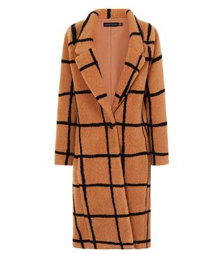 Lavish Alice + Camel Oversized Check Boyfriend Coat