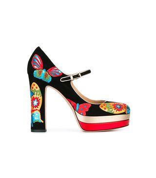 Valentino + Valentino Garavani Butterfly Appliquéd Mary Jane Pumps