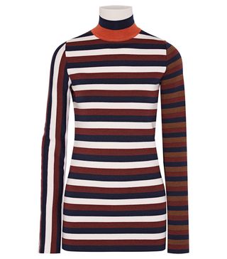 Victoria Beckham + Striped Stretch Wool-Blend Turtleneck