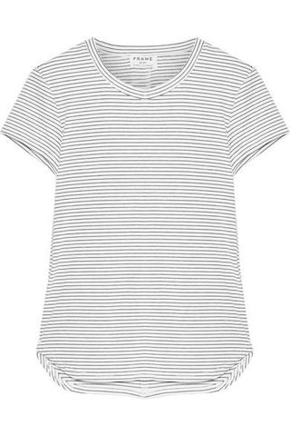 Frame + Striped Stretch Modal-Blend Jersey T-shirt