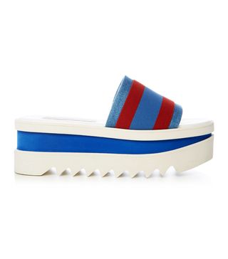 Stella McCartney + Striped Flatform Slides