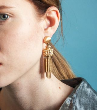 Persephone Vintage + Gold Filigree Fringe Earrings