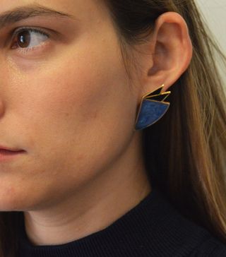 Lady Sargeant + Abstract Shaped Black and Blue Statement Wing Studs