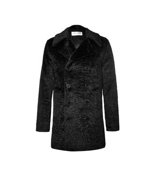 Saint Laurent + Double-Breasted Faux Fur Coat