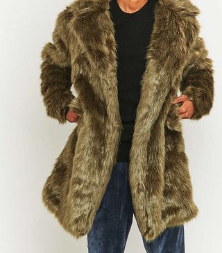 Urban Outfitters + The New County Olive Faux Fur Long Coat