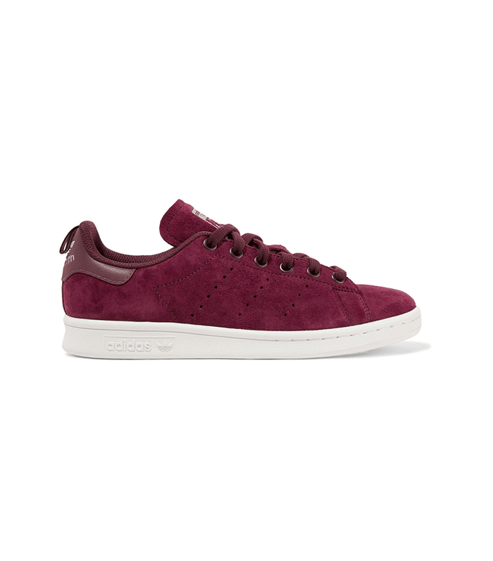 Adidas + Stan Smith Leather-Trimmed Suede Sneakers