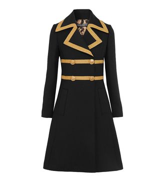 Dolce & Gabbana + Metallic-Trimmed Wool-Blend Crepe Coat