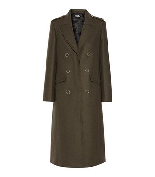Karl Lagerfeld + Lace-Up Wool-Blend Coat
