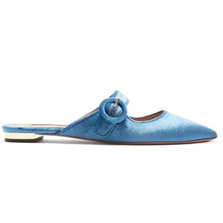 Aquazzura + Blossom Mary-Jane Velvet Slipper Shoes