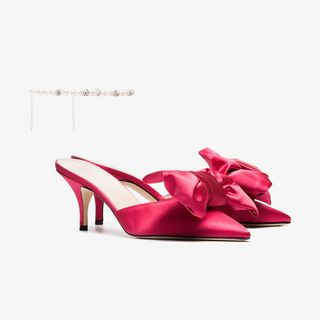 Magda Butrym + Pink China Bow Silk Satin Shoes