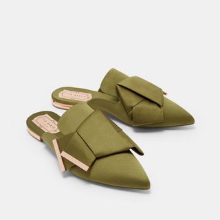 Ted Baker + Wrena Knotted Bow Backless Satin Loafers