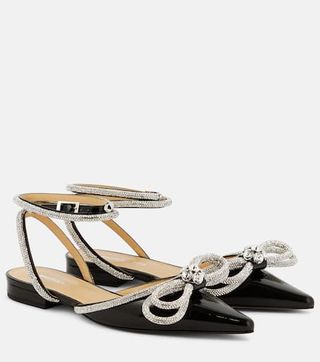 Mach & Mach + Double Bow Patent Leather Ballet Flats