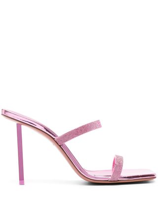 Amina Muaddi + Pink Rih 95 Crystal Sandals