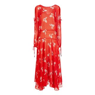 Preen by Thornton Bregazzi + Red Silk Printed Sharon Dress