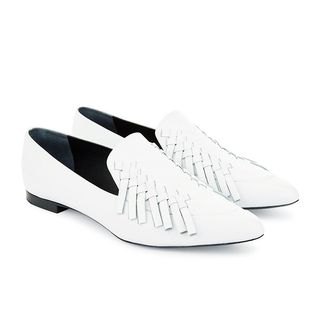 Proenza Schouler + White Leather Woven Loafers
