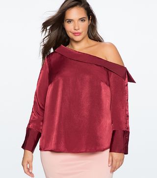 Eloquii + One-Shoulder Collared Top