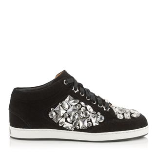 Jimmy Choo + Miami Low Top Sneakers With Crystals