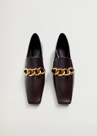 Mango + Leather Loafers With Chain