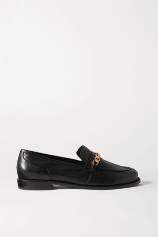 Porte & Paire + Chain-Embellished Leather Loafers