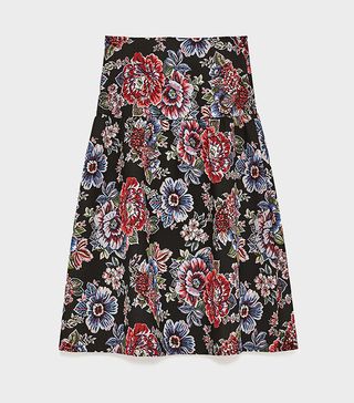 Zara + Jacquard Mid-Length Skirt