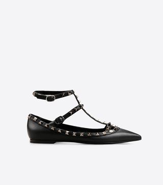 Valentino + Rockstud Noir Ballerina