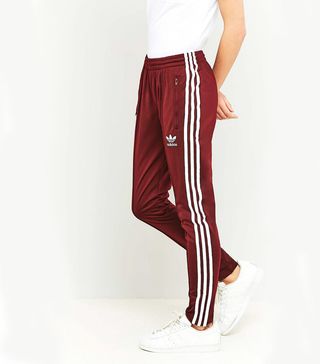 Adidas Originals + 3 Stripe Slim-Fit Maroon Tracksuit Bottoms