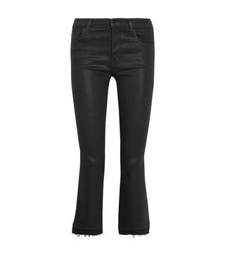 J Brand + Selena Cropped Coated Mid-Rise Bootcut Jeans