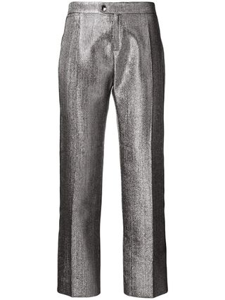 Chloé + Lamé Metallic Cotton Blend Trousers