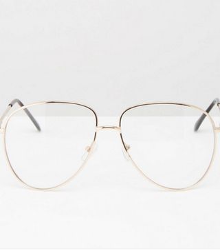 ASOS + Geeky Metal Frame Clear Glasses