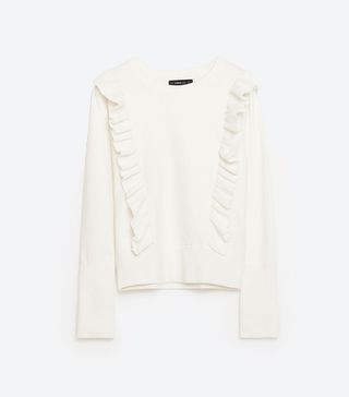 Zara + Frilled Puff-Sleeve Sweater