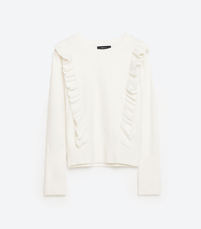 Zara + Frilled Puff-Sleeve Sweater