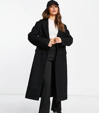 Topshop + Self Check Double Breasted Long Coat