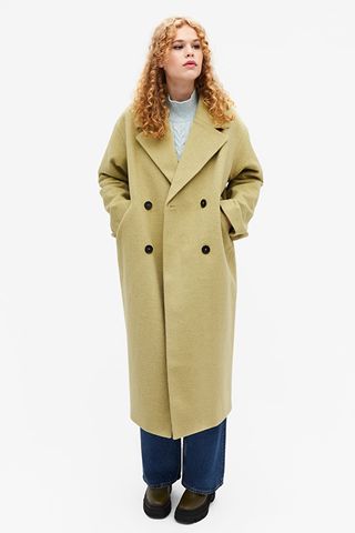 Monki + Beige Double Breasted Coat