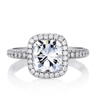 De Beers + Aura Cushion Cut Solitaire Ring