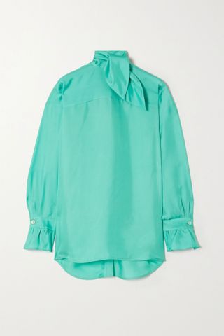 Victoria, Victoria Beckham + Tie-Neck Silk-Twill Blouse