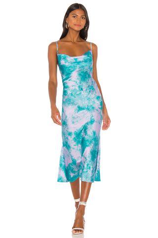Privacy Please + Sabrina Midi Dress in Lilac & Turquoise