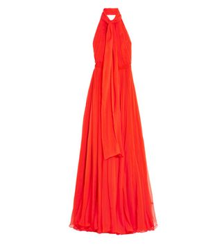 Alexander McQueen + Crinkled Silk-Chiffon Halterneck Gown