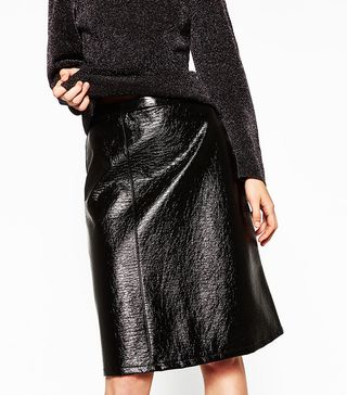 Zara + Midi Patent Finish Skirt