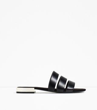 Zara + Flat Shoes With Metal Heel Detail