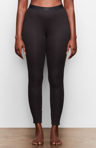 Skims + Cotton Rib Thermal Leggings in Soot