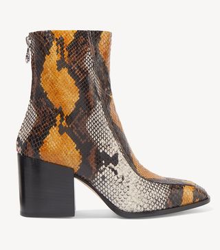 Aeydē + Lidia Snake-Effect Leather Ankle Boots