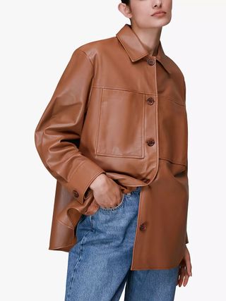 Whistles + Cady Patch Pocket Leather Shacket