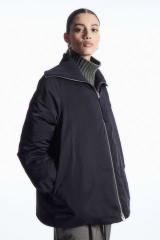 COS + RIBBED-COLLAR PUFFER JACKET